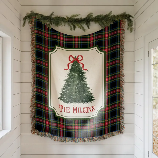 Personalized Christmas Woven Blanket