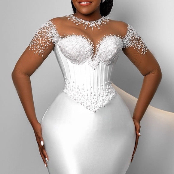 Fishtail-style fitted strapless wedding dress
