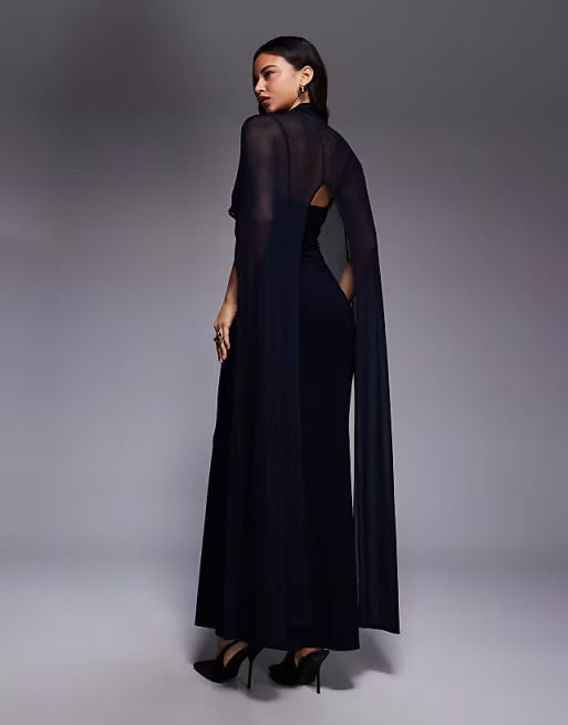 Shawl Fitted Maxi Dress