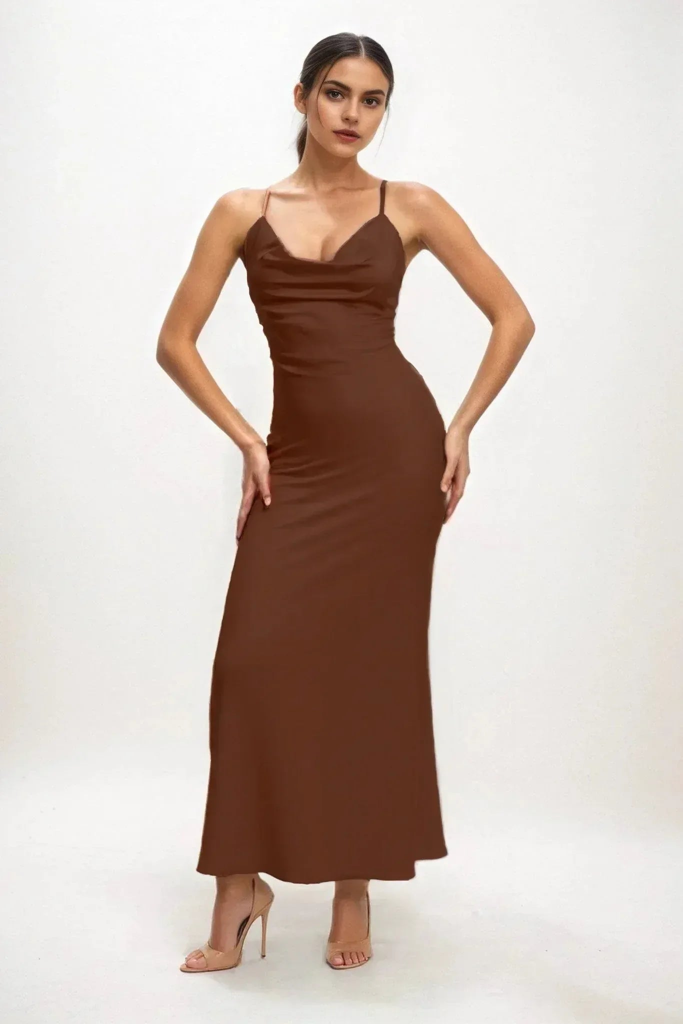 Sheath-Column Midi Luxe Satin Dress CB0831CS
