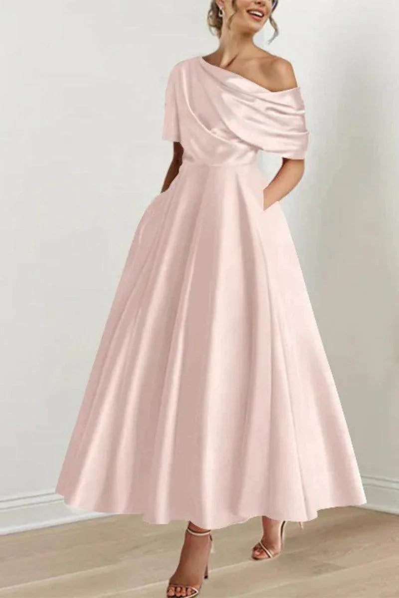 A Line One shoulder Half Sleeve Ankle Length Mother Dresses CM0366CR
