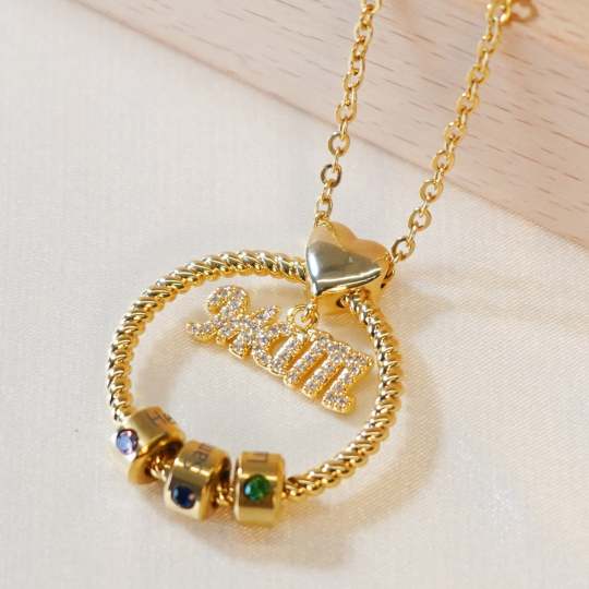 Custom Mom Necklace With Name Beads Love Gift