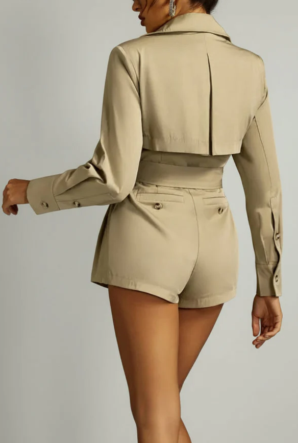 Chic Shelby Folded Collar Romper