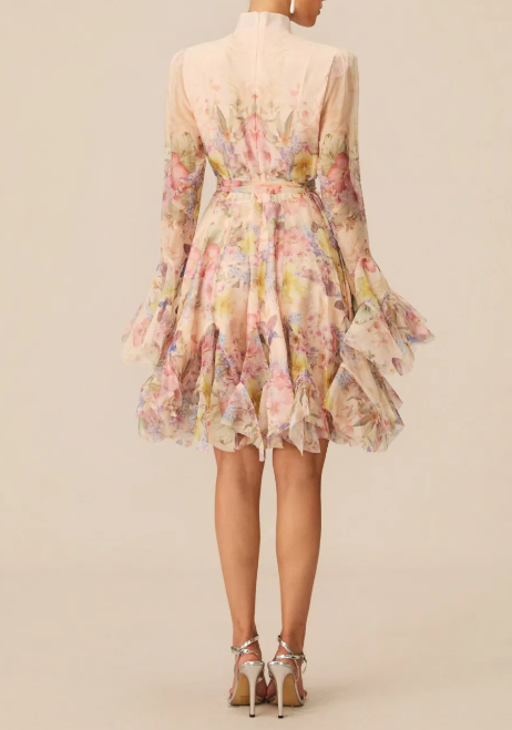 Printed Breasted Short Dress