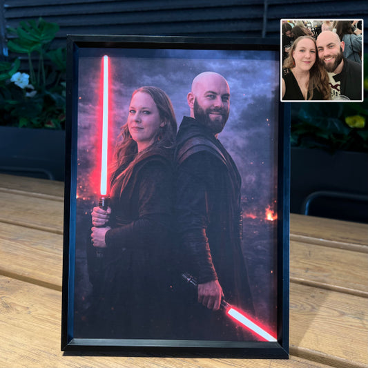 Custom Lightsaber Galactic Hero Couple Portrait Frame Gift🎁