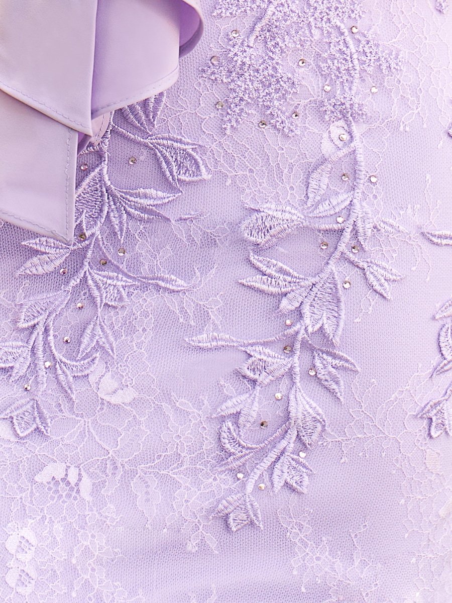 Sheath Sweetheart Lace Bow Short Homecoming Dress with Puff Sleeves