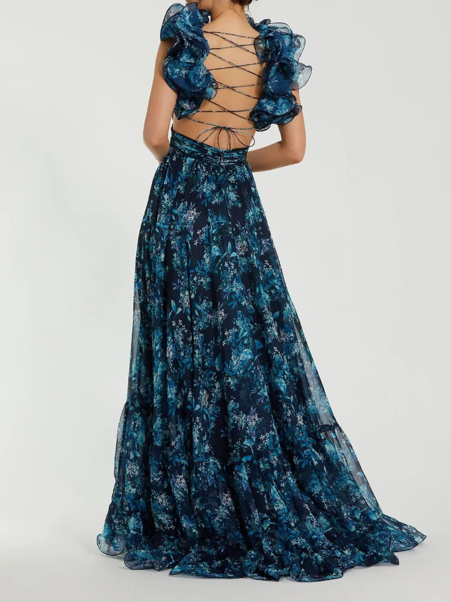 Sling-Print Long Dress