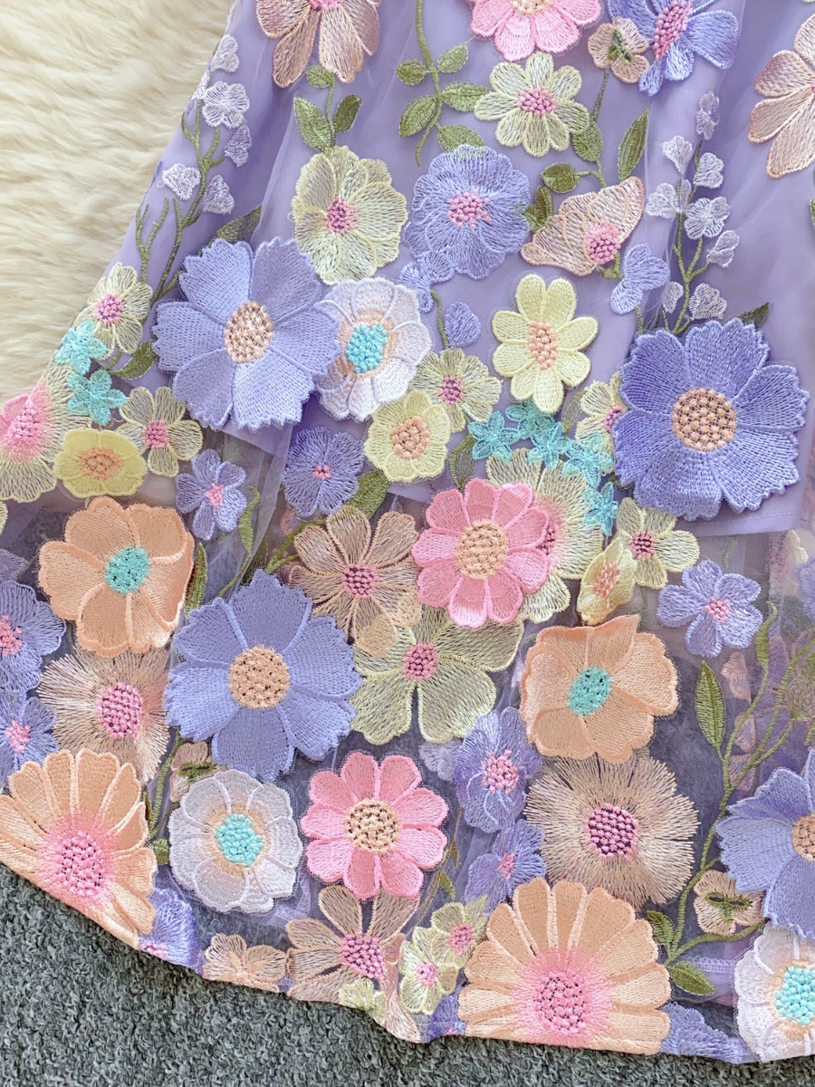 Heavy Flower Embroidered Dress