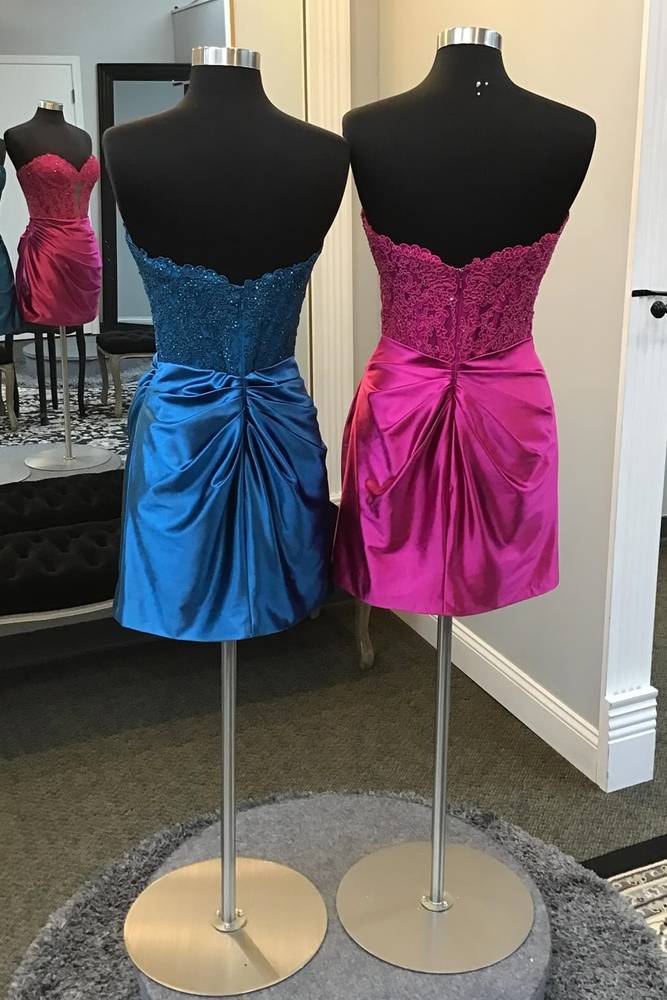 Sparkly Black Sweetheart Beaded Appliques Homecoming Dress