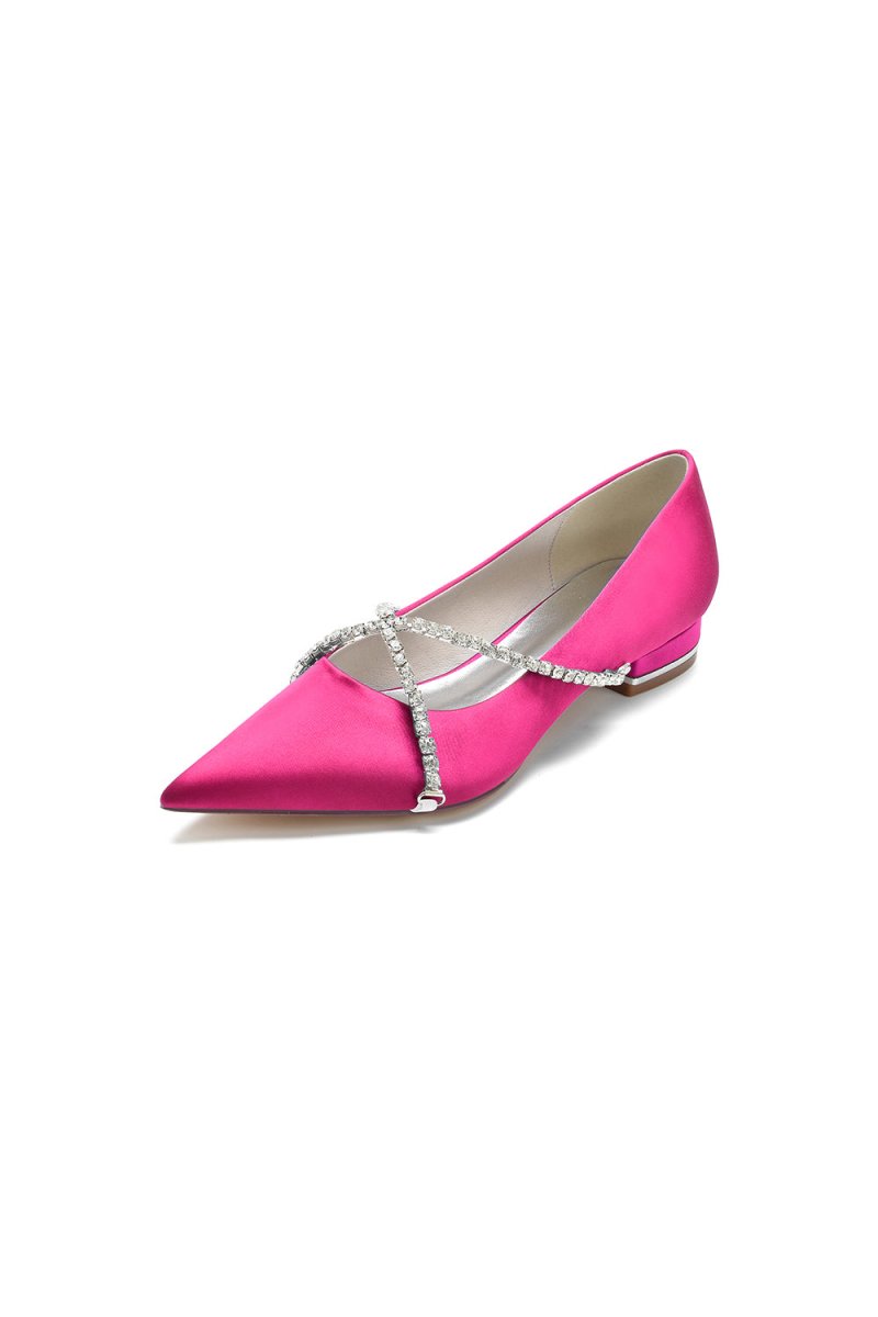 Pointed Toe Rhinestone Strap Kitten Heels