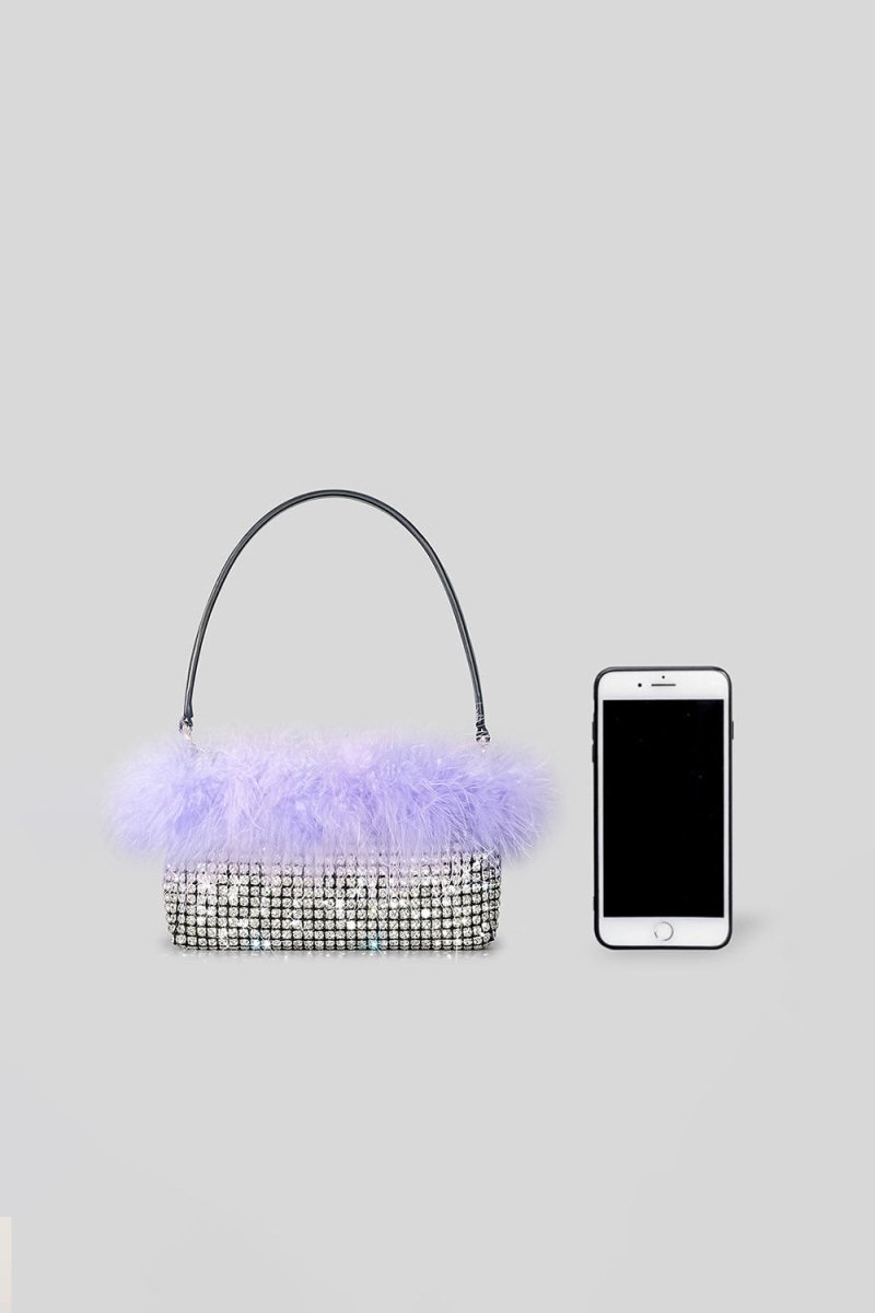 Women’s Feather Rhinestones Evening Bagutte Bags