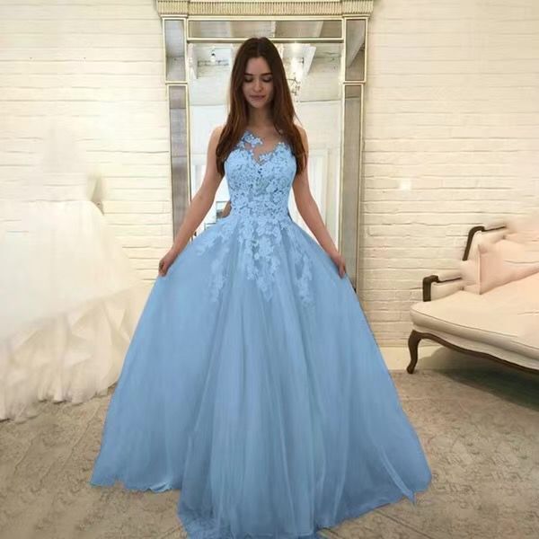 Resort style lace long wedding dress