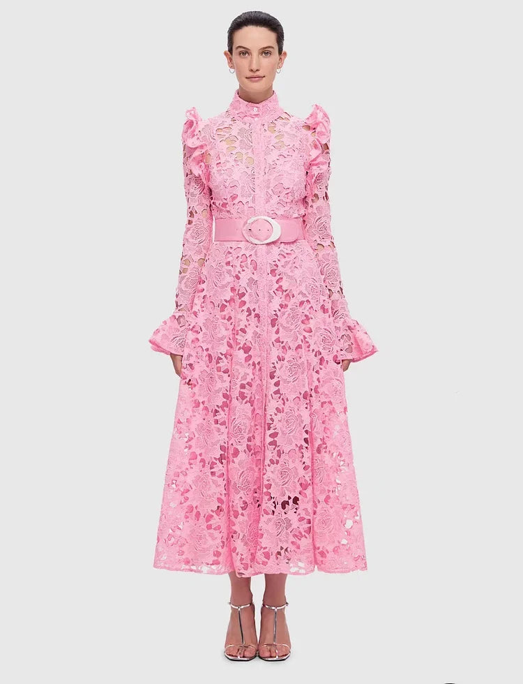 Lace Butterfly Sleeve Midi Dress