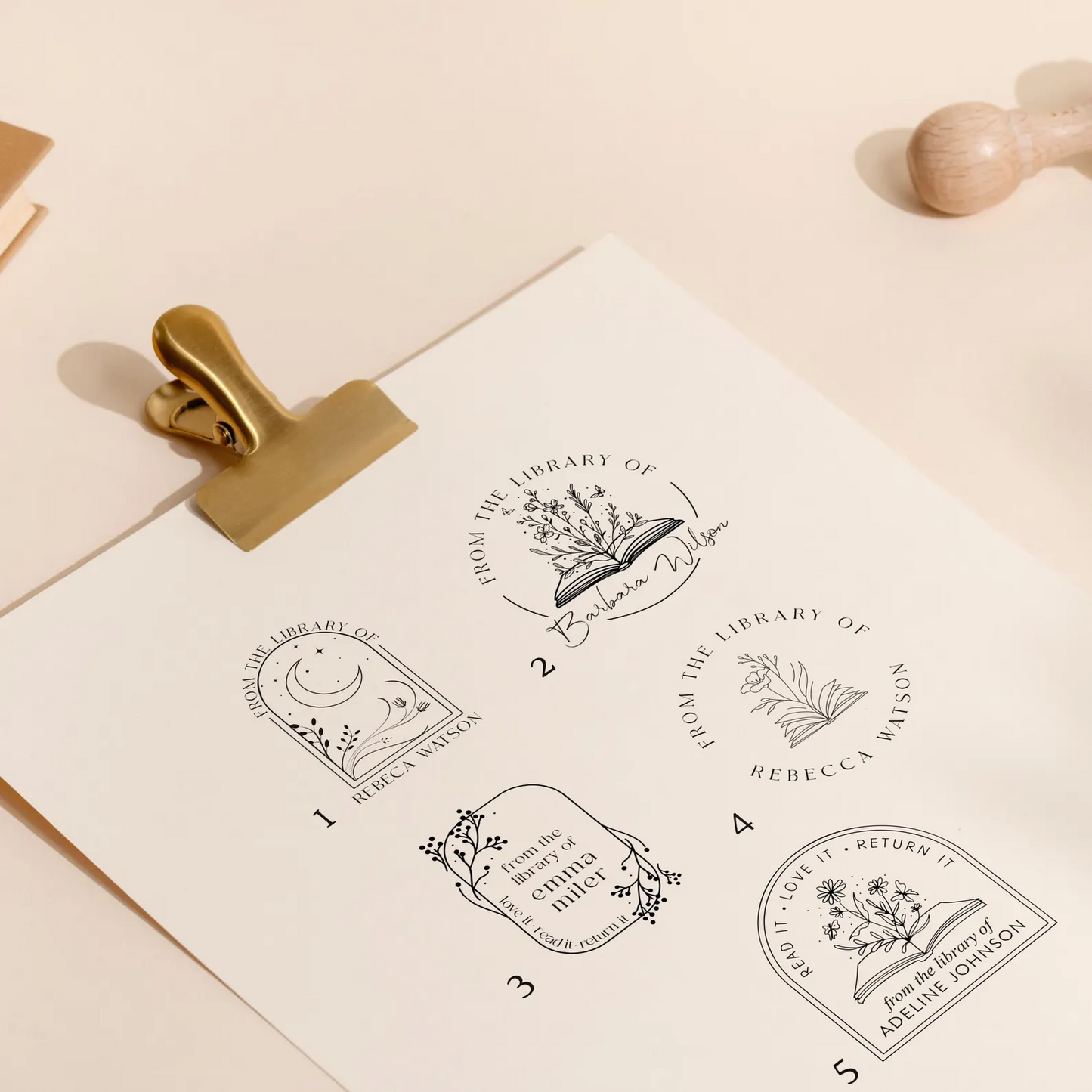 Custom BOOK EMBOSSER STAMP | Personalized Library Stamp | Choose from 5 Designs | Embosser, Wood or Self Inking | Ideal Gift for Book Lovers