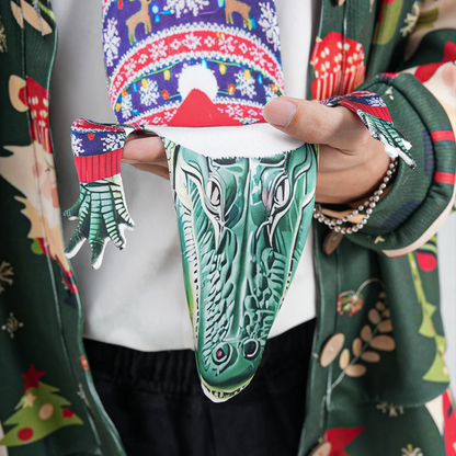 Christmas Novelty Tie – Alligator Shape in Taffeta Silk – Funny Holiday Gift for Men