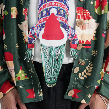 Christmas Novelty Tie – Alligator Shape in Taffeta Silk – Funny Holiday Gift for Men