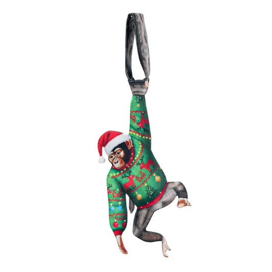 Christmas Monkey Novelty Tie – Animals Monkey Shape in Taffeta Silk – Funny Holiday Gift for Men