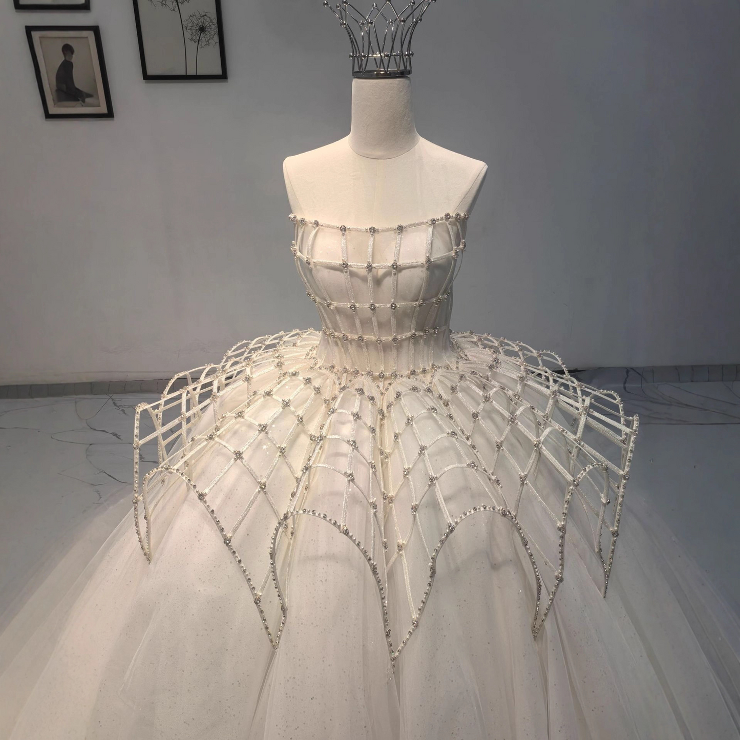 Fluffy Dream Custom-Made Wedding Dress with Long Train