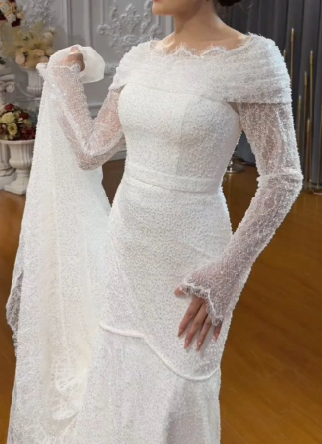 Lace Short Train Off-Shoulder Mermaid Main Dress