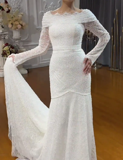 Lace Short Train Off-Shoulder Mermaid Main Dress
