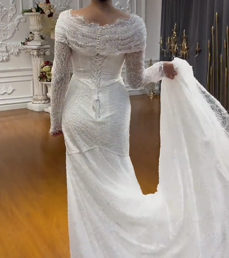 Lace Short Train Off-Shoulder Mermaid Main Dress