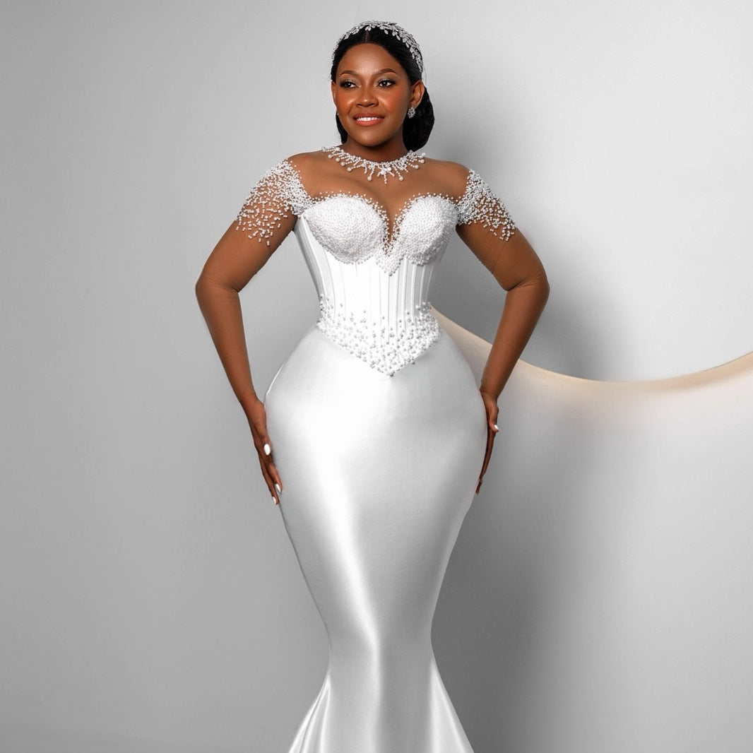 Fishtail-style fitted strapless wedding dress