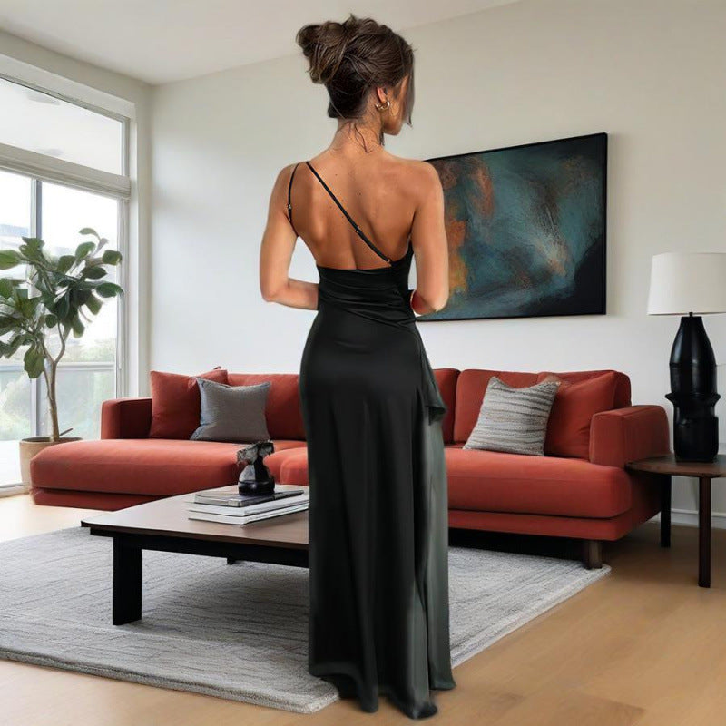 Asymmetrical Sleeveless Fitted Slit Dress