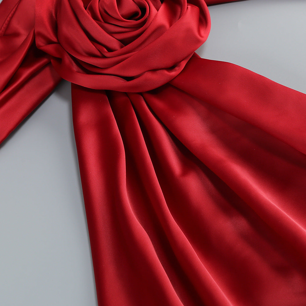 Halter Neck 3D Floral Dress