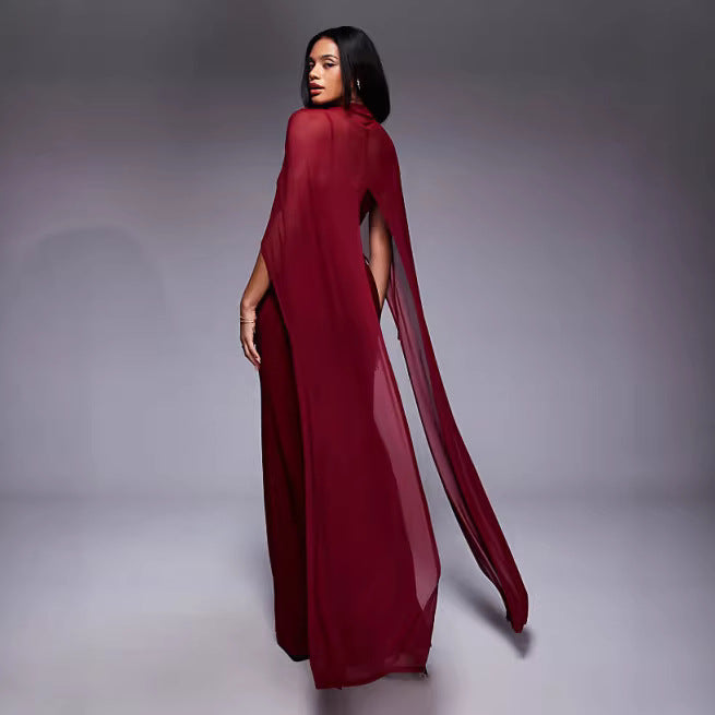 Shawl Fitted Maxi Dress