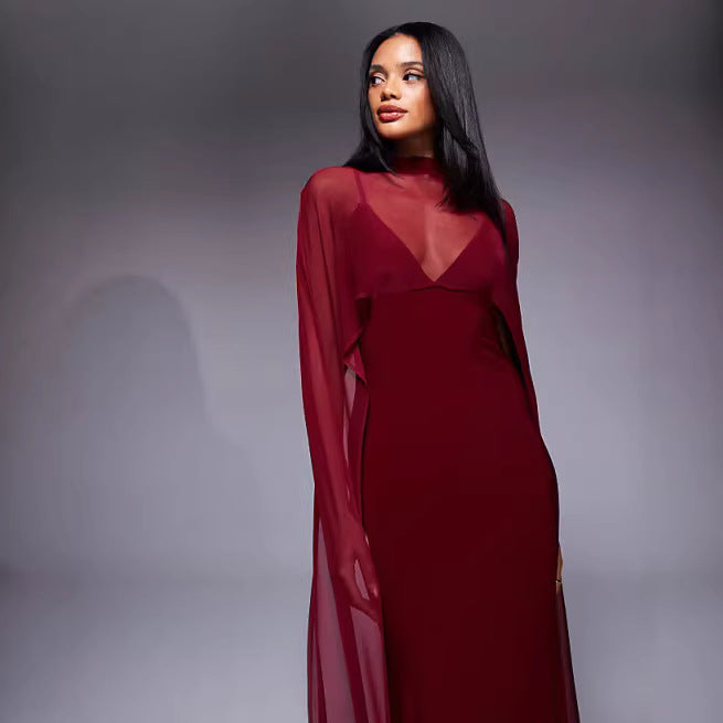 Shawl Fitted Maxi Dress