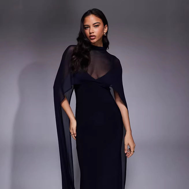 Shawl Fitted Maxi Dress