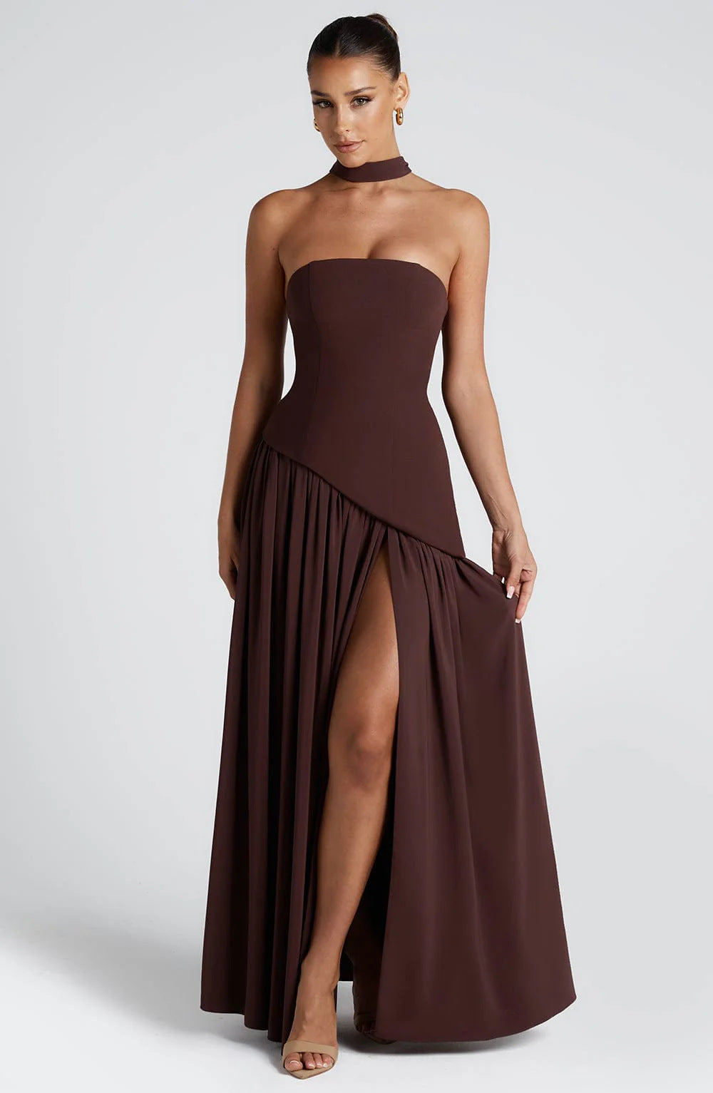 Solid Color Slit Dress