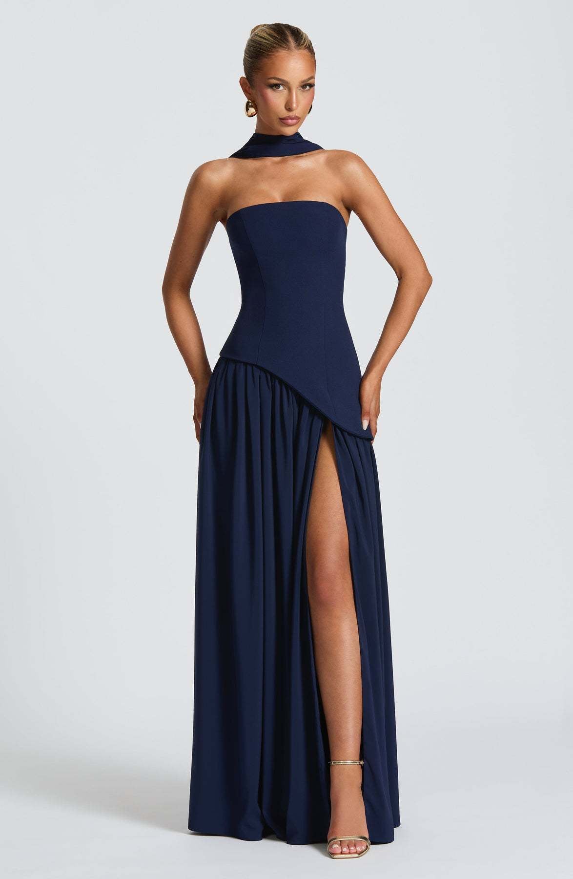 Solid Color Slit Dress