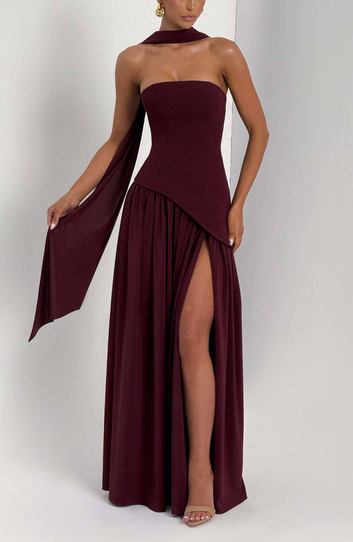 Solid Color Slit Dress