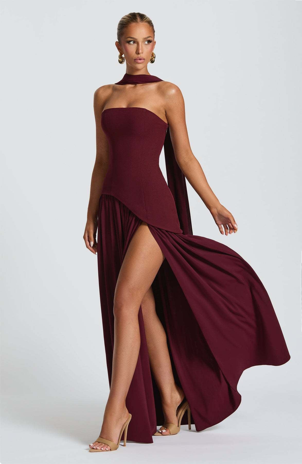 Solid Color Slit Dress