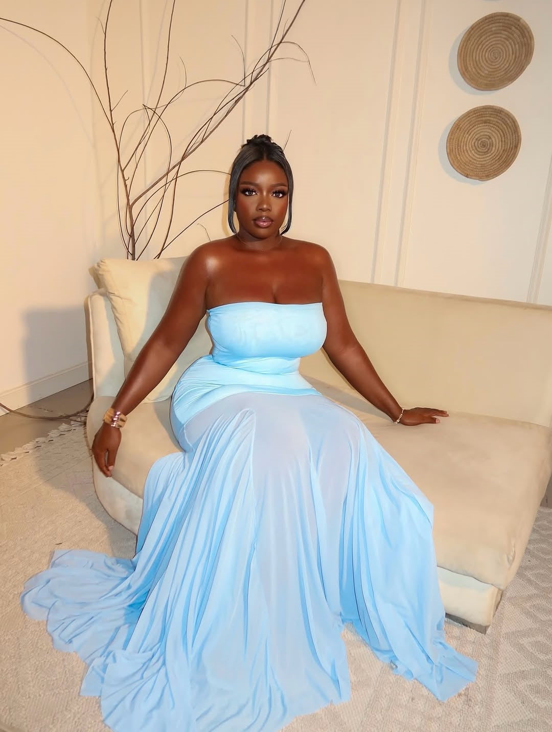 Strapless Mesh Patchwork Maxi Dress