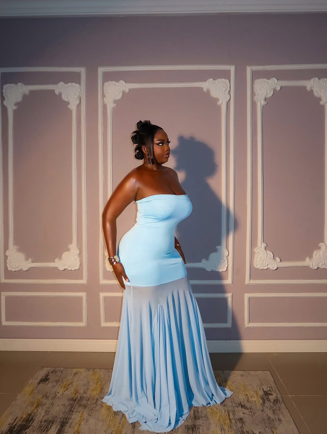 Strapless Mesh Patchwork Maxi Dress