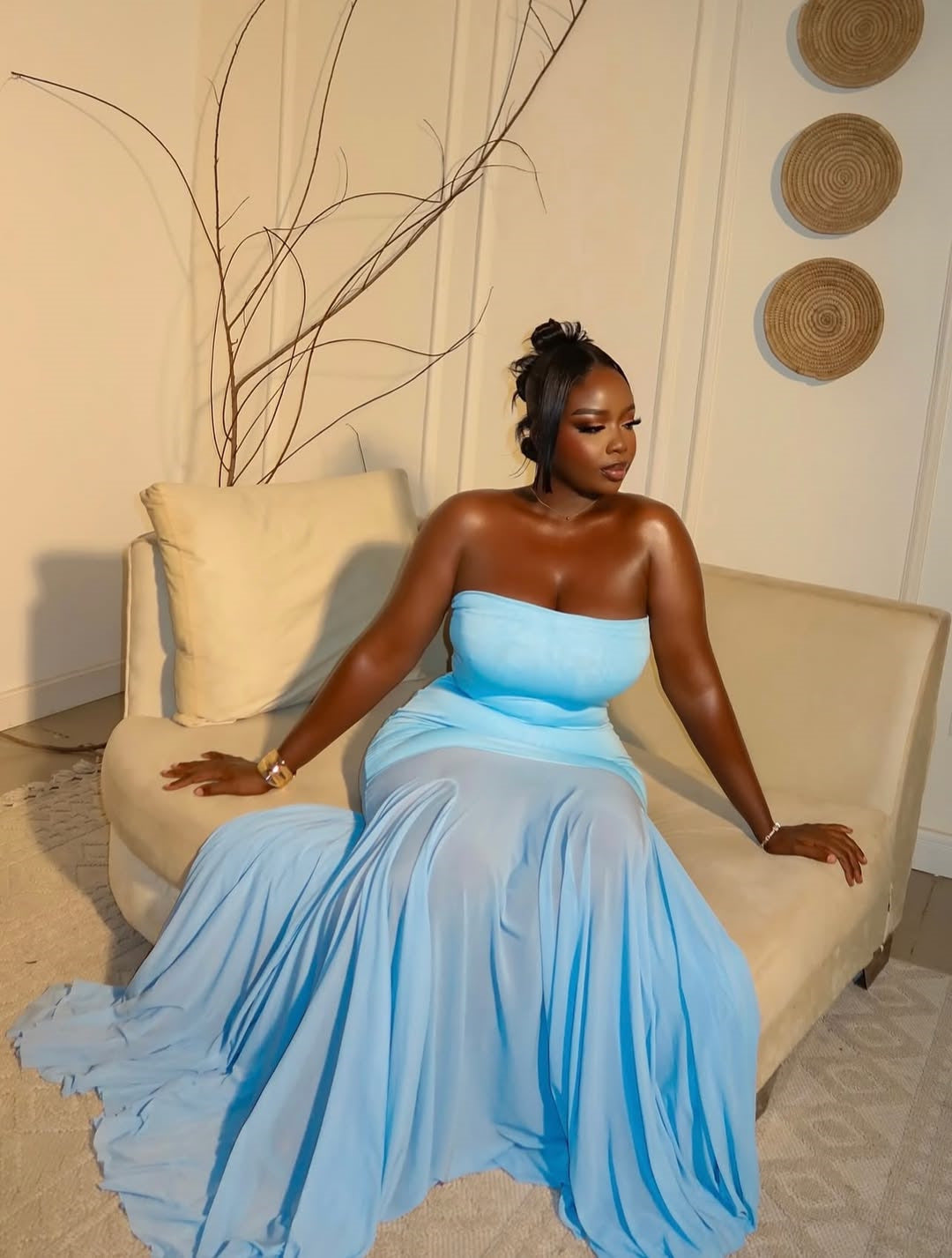 Strapless Mesh Patchwork Maxi Dress