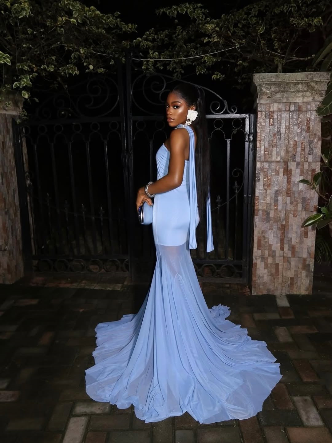 Strapless Mesh Patchwork Maxi Dress