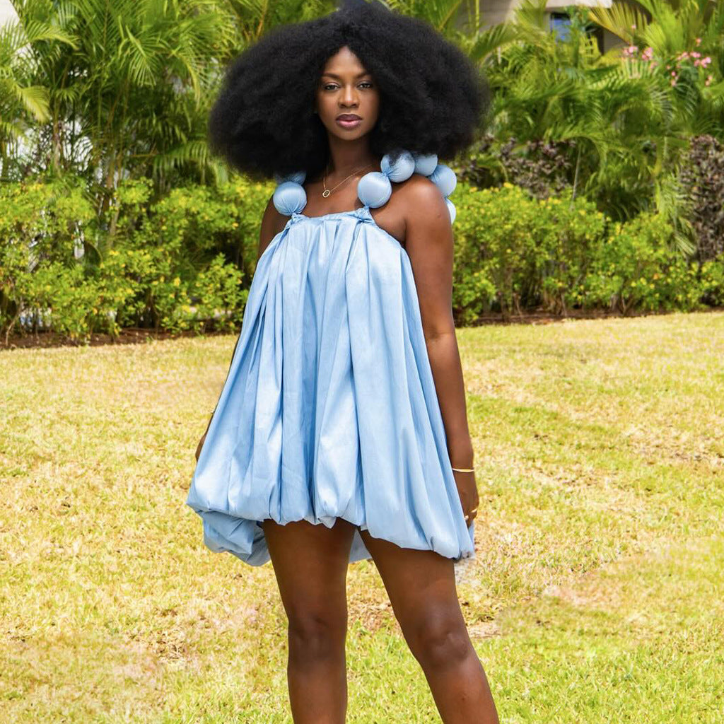 Ball-shaped Halter Puffy Dress