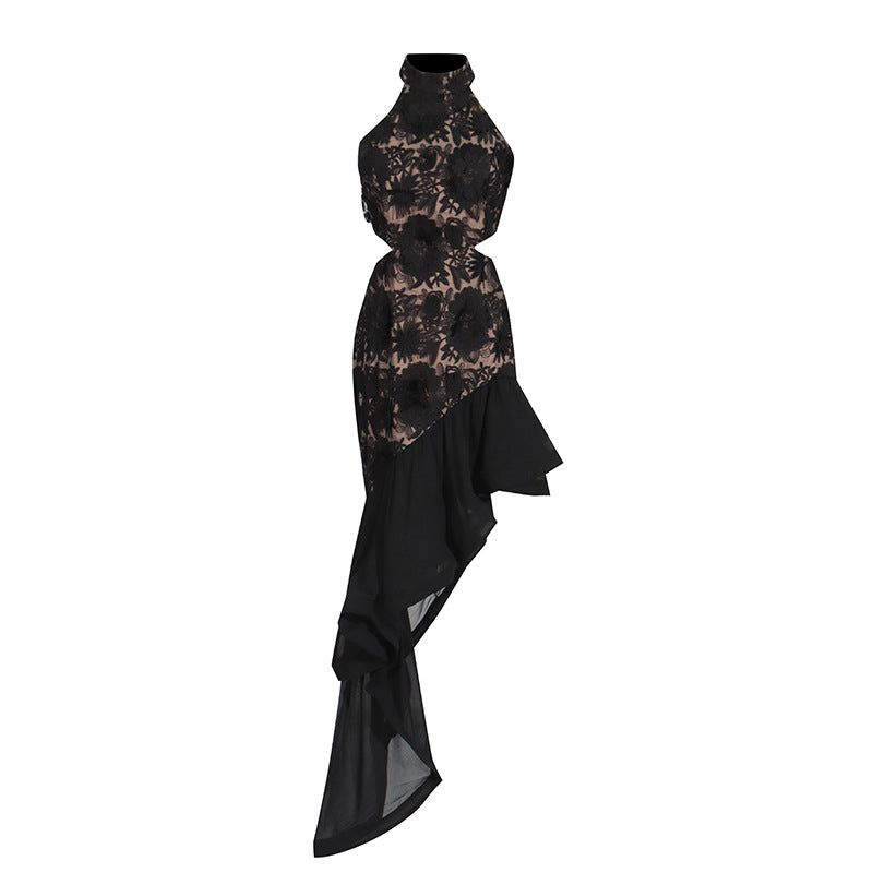 Madge Flower Embelllished Cut out Maxi Dress in White