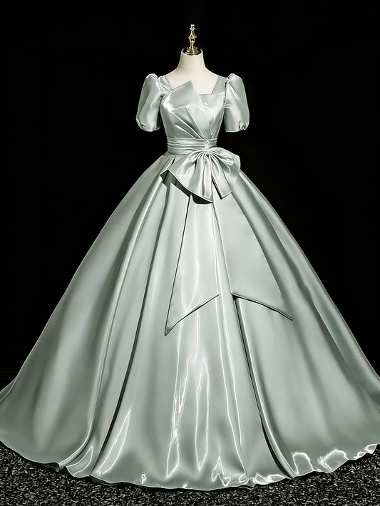 Sage Green Satin Ball Gown