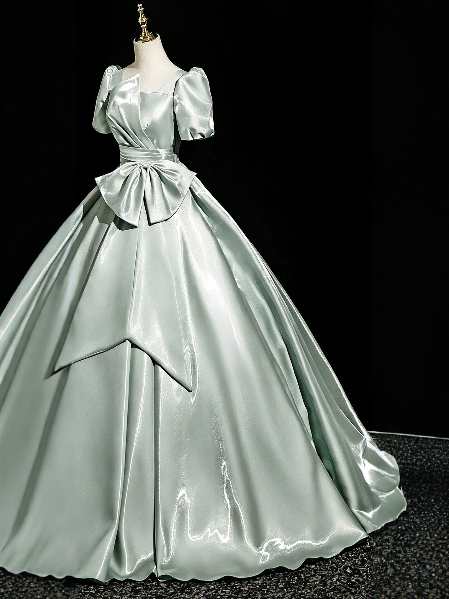 Sage Green Satin Ball Gown