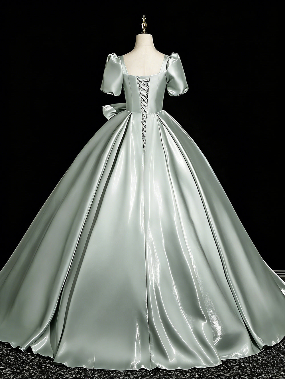 Sage Green Satin Ball Gown