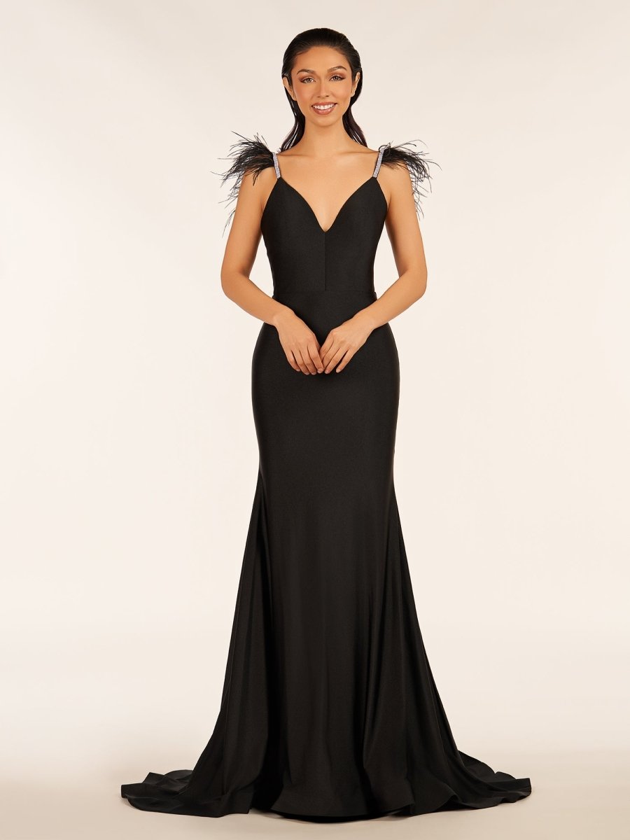 Mermaid Backless Jersey Prom Dress with Feathers