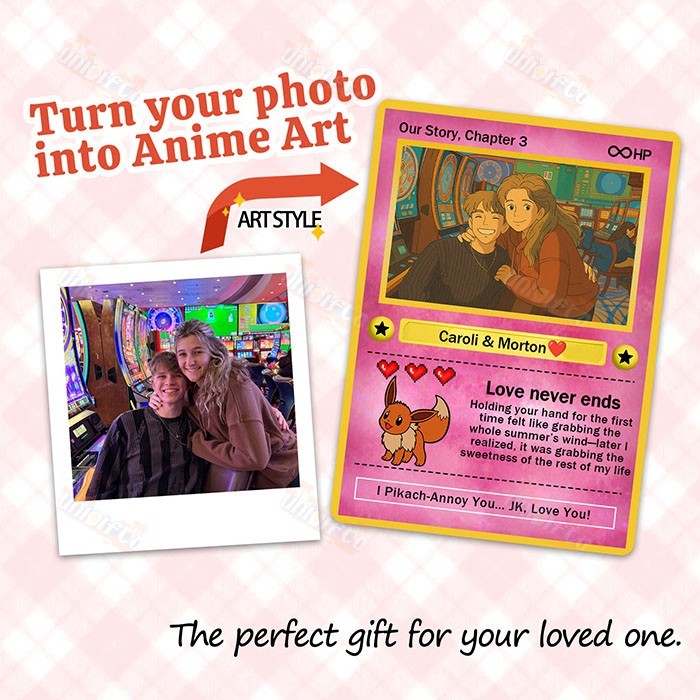 Custom Anime Photo Couple Card For Your love