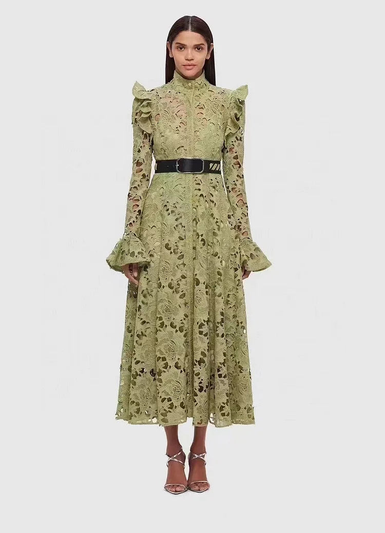 Lace Butterfly Sleeve Midi Dress