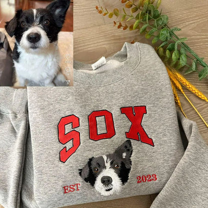 Custom pet-themed hoodies, embroidered with pet names, personalized pet portrait sweatshirts, preppy style hoodies.