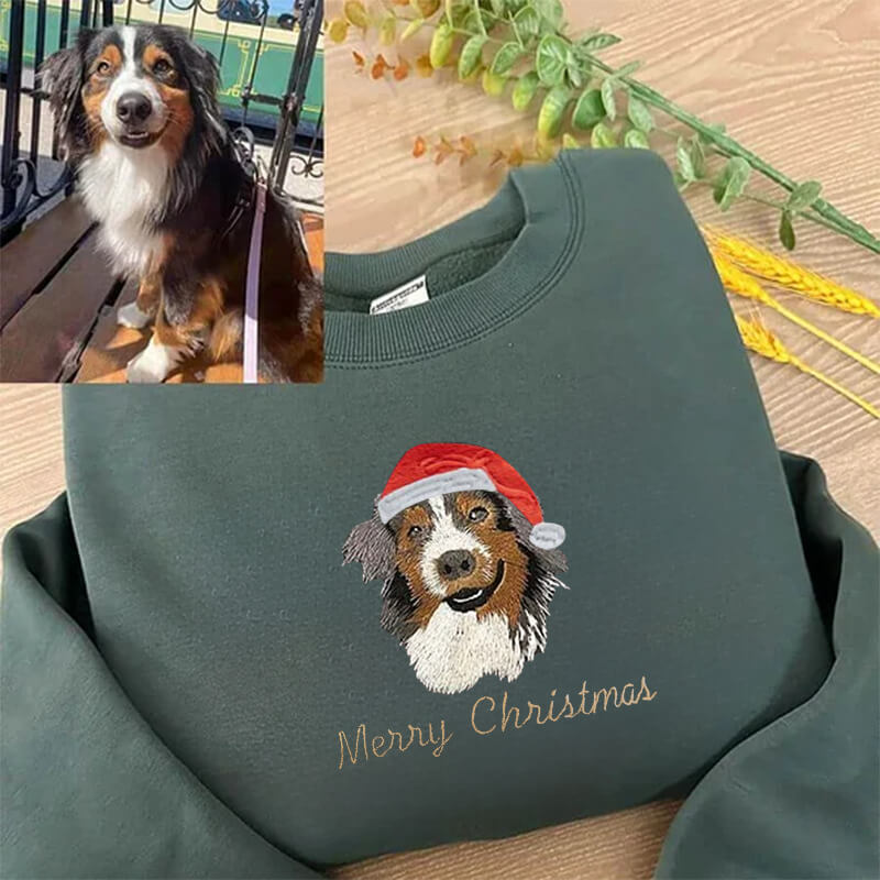 Custom pet-themed hoodies, embroidered with pet names, personalized pet portrait sweatshirts, preppy style hoodies.