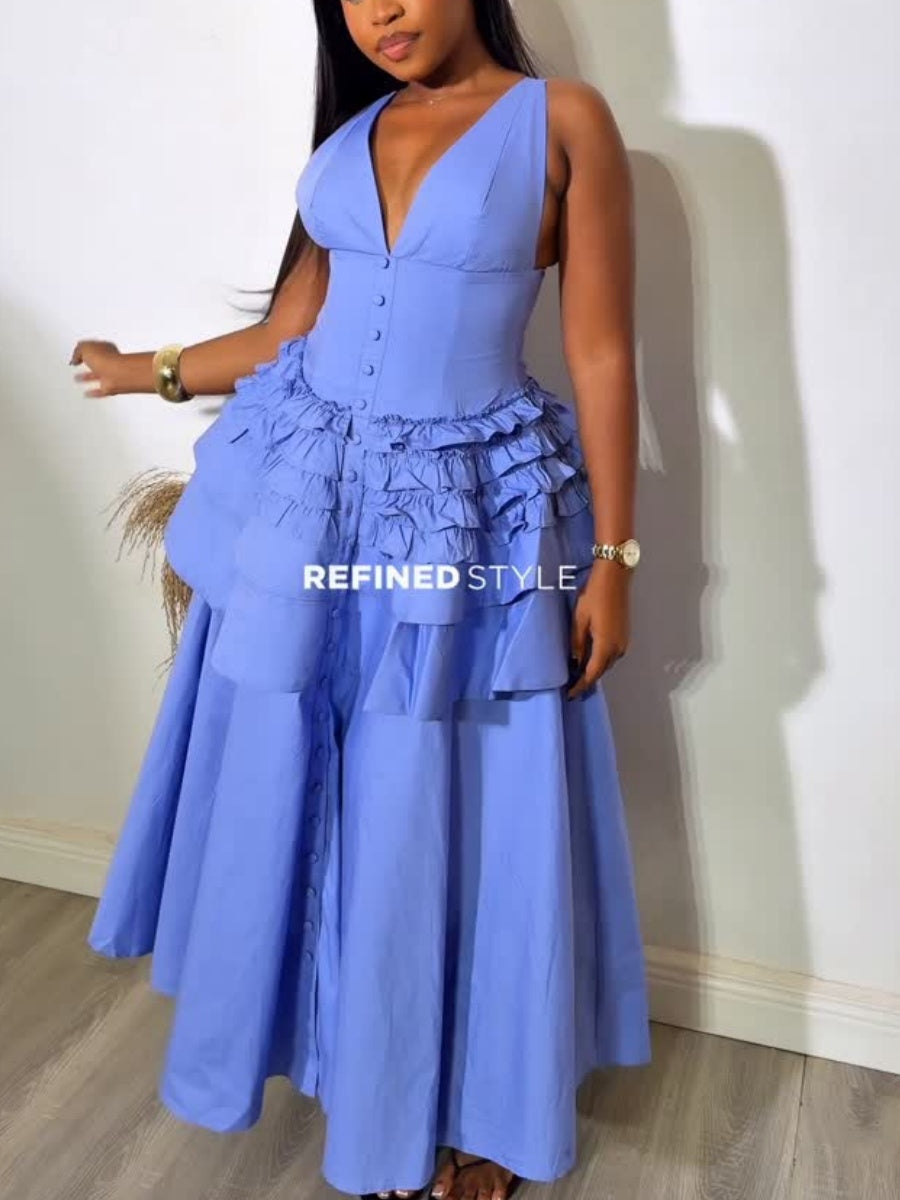 Retro V-neck Sleeveless Dress